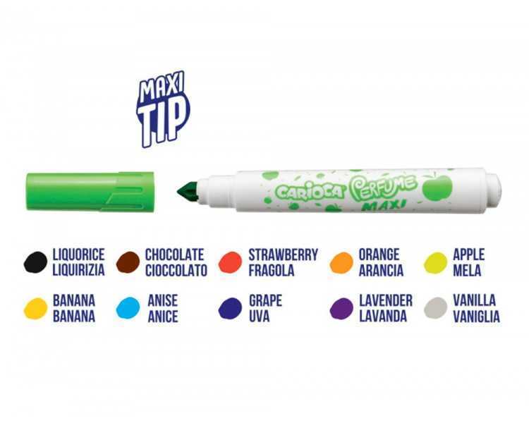 Rotulador carioca perfumado punta maxi lavable caja de 10 unidades colores surtidos