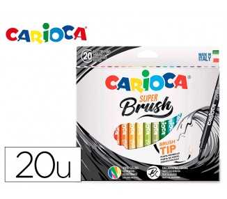 Rotulador carioca punta de pincel lavable caja de 20 unidades colores surtidos
