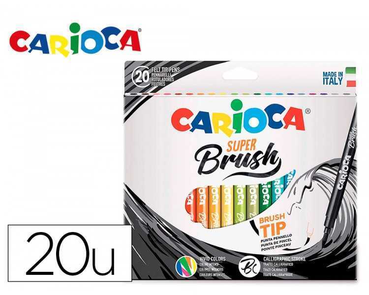 Rotulador carioca punta de pincel lavable caja de 20 unidades colores surtidos