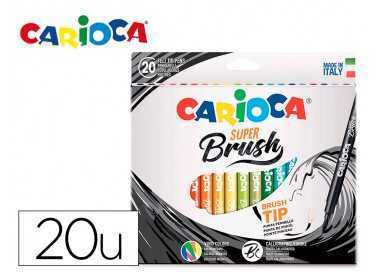 Rotulador carioca punta de pincel lavable caja de 20 unidades colores surtidos