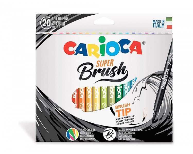 Rotulador carioca punta de pincel lavable caja de 20 unidades colores surtidos
