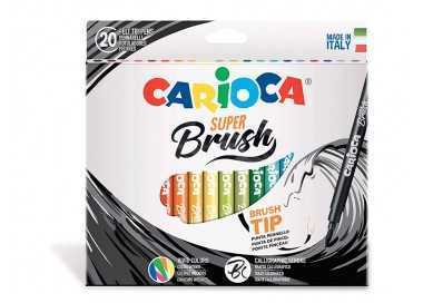 Rotulador carioca punta de pincel lavable caja de 20 unidades colores surtidos Rotulador carioca punta de pincel lavable caja de 20 unidades colores surtidos