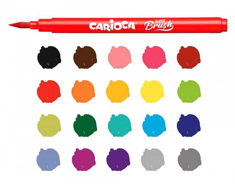 Rotulador carioca punta de pincel lavable caja de 20 unidades colores surtidos