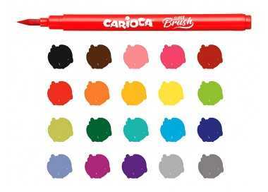 Rotulador carioca punta de pincel lavable caja de 20 unidades colores surtidos Rotulador carioca punta de pincel lavable caja de 20 unidades colores surtidos