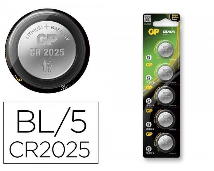 Pila gp alcalina boton litio cr2025 blister de 5 unidades