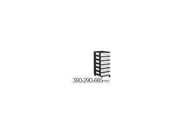 Cajonera archivo 2000 6 cajones transparente carcasa negra 6 litros con ruedas 390x290x685 mm
