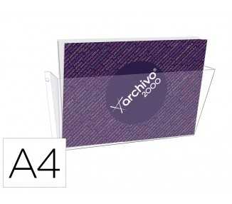 Expositor mural archivo 2000 din a4 horizontal 1 compartimento plastico transparente 80x365x180 mm