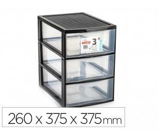 Cajonera plastiforte ebro 3 cajones color negro 260x375x375 mm