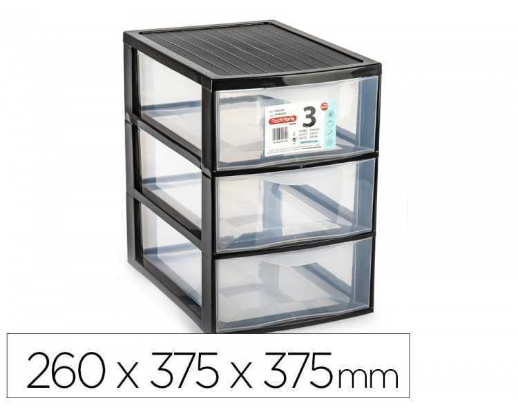 Cajonera plastiforte ebro 3 cajones color negro 260x375x375 mm