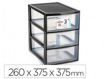 Cajonera plastiforte ebro 3 cajones color negro 260x375x375 mm