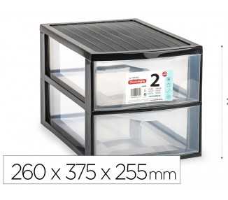 Cajonera plastiforte ebro 2 cajones color negro 260x375x255 mm