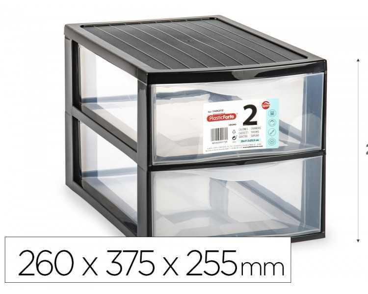 Cajonera plastiforte ebro 2 cajones color negro 260x375x255 mm