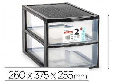 Cajonera plastiforte ebro 2 cajones color negro 260x375x255 mm