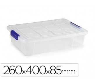 Contenedor plastico plasticforte 5 litros n 30 transparente con tapa 260x400x85 mm