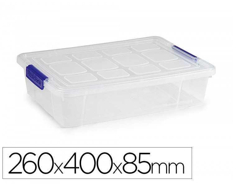 Contenedor plastico plasticforte 5 litros n 30 transparente con tapa 260x400x85 mm