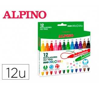Rotulador alpino duo stamper caja de 12 unidades colores surtidos