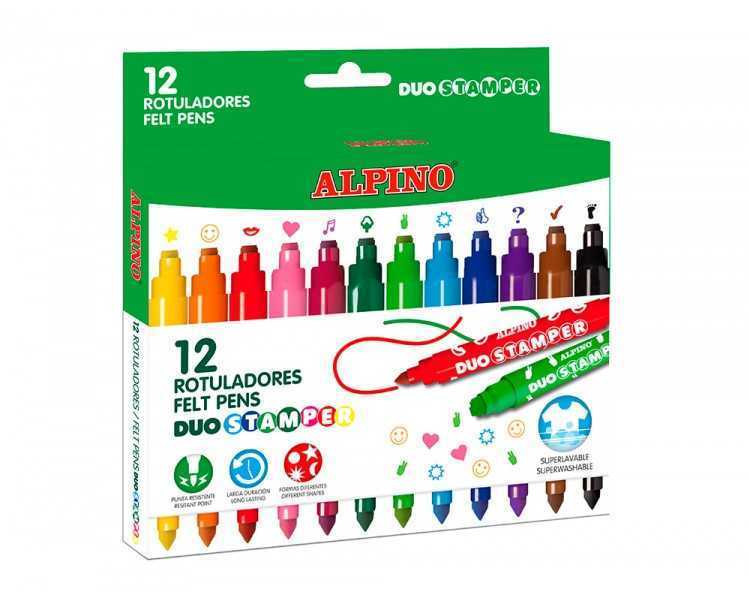 Rotulador alpino duo stamper caja de 12 unidades colores surtidos