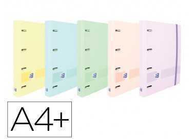 Carpeta con recambio oxford europeanbinder live&go din a4+polyfoam 4 anillas 35 mm cuadro 5 mm colores pastel