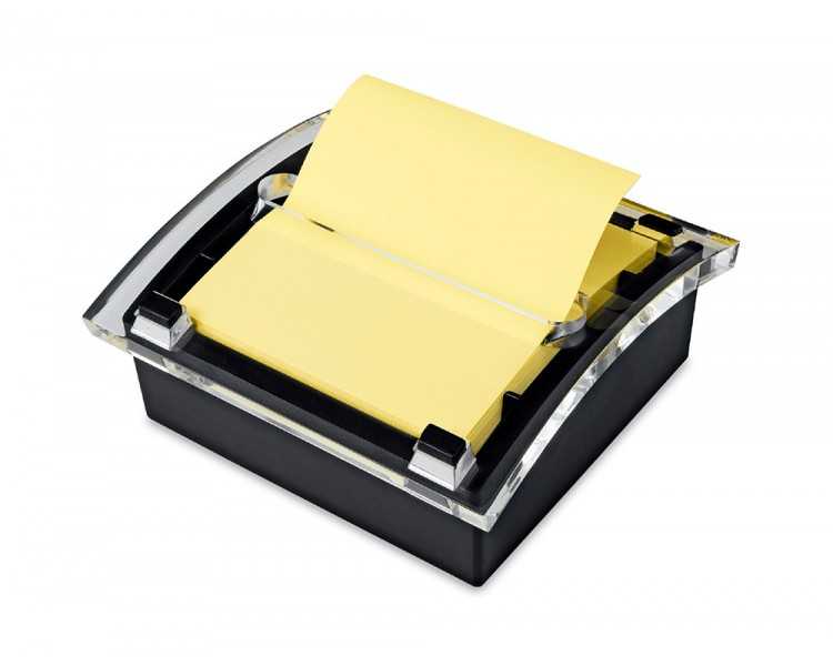 Soporte bloc de notas adhesivas quita y pon q-connect zigzag color negro con 1 bloc 76x76 mm