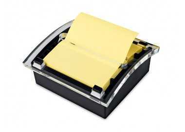Soporte bloc de notas adhesivas quita y pon q-connect zigzag color negro con 1 bloc 76x76 mm