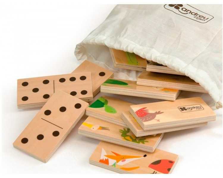 Puzle andreutoys domino animales madera 28 piezas