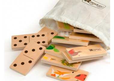 Puzle andreutoys domino animales madera 28 piezas