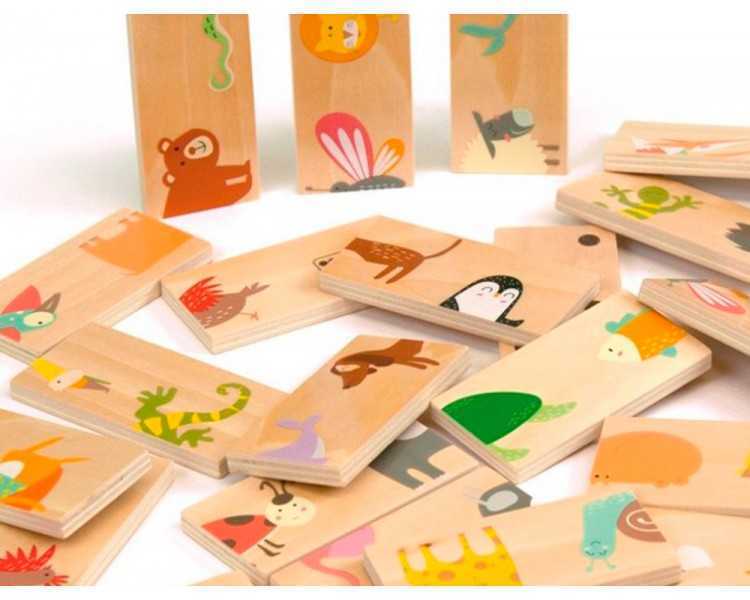 Puzle andreutoys domino animales madera 28 piezas