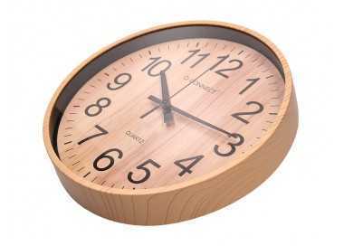 Reloj q-connect de pared de plastico redondo 25,7 cm movimiento silencioso color madera natural Reloj q-connect de pared de plastico redondo 25,7 cm movimiento silencioso color madera natural