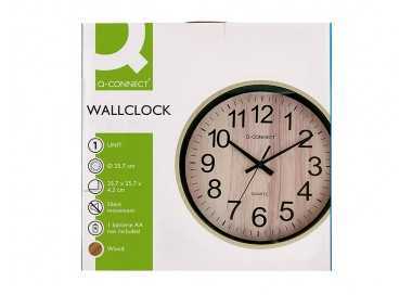 Reloj q-connect de pared de plastico redondo 25,7 cm movimiento silencioso color madera natural Reloj q-connect de pared de plastico redondo 25,7 cm movimiento silencioso color madera natural