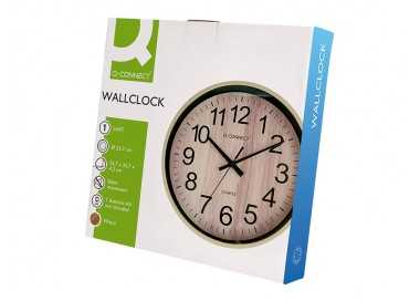 Reloj q-connect de pared de plastico redondo 25,7 cm movimiento silencioso color madera natural Reloj q-connect de pared de plastico redondo 25,7 cm movimiento silencioso color madera natural