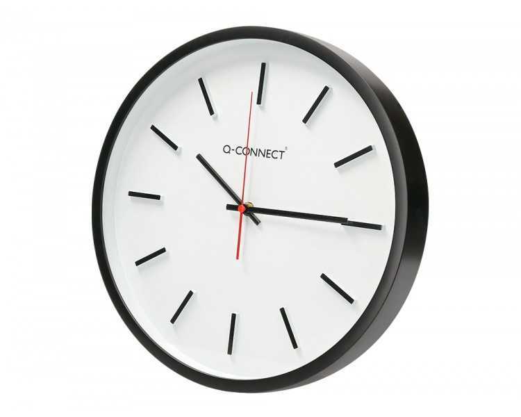 Reloj q-connect de pared de plastico redondo 34,4 cm movimiento silencioso color negro