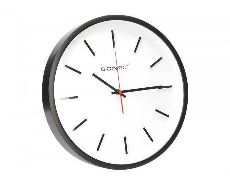 Reloj q-connect de pared de plastico redondo 34,4 cm movimiento silencioso color negro