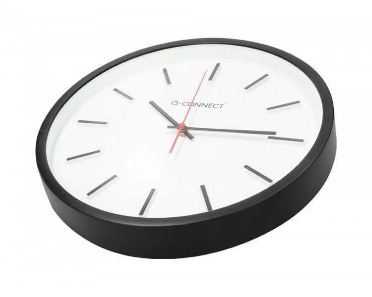 Reloj q-connect de pared de plastico redondo 34,4 cm movimiento silencioso color negro