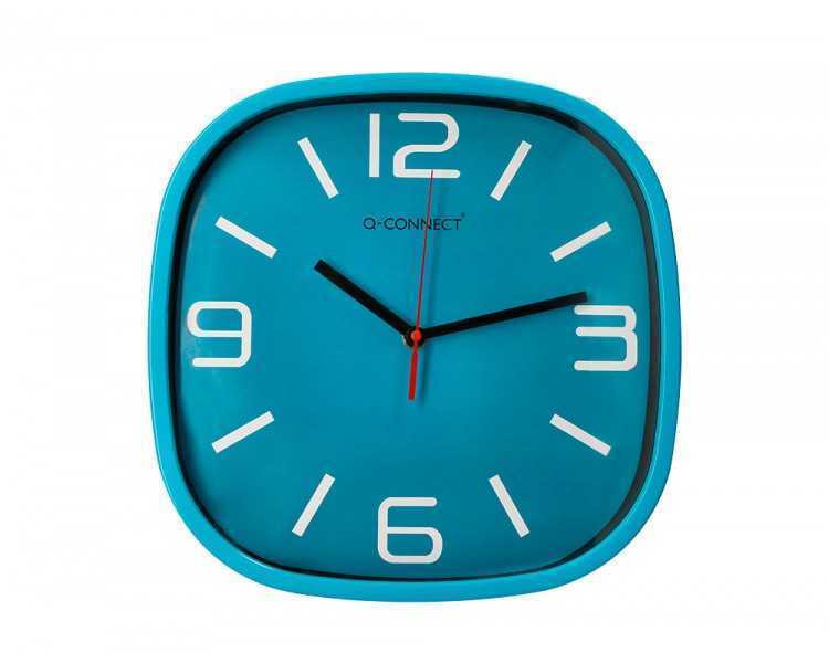 Reloj q-connect de pared de plastico redondo 30 cm movimiento silencioso color azul