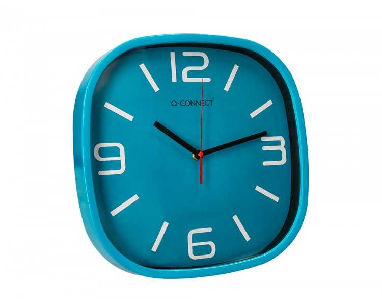 Reloj q-connect de pared de plastico redondo 30 cm movimiento silencioso color azul