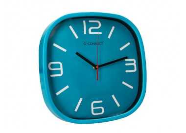 Reloj q-connect de pared de plastico redondo 30 cm movimiento silencioso color azul Reloj q-connect de pared de plastico redondo 30 cm movimiento silencioso color azul