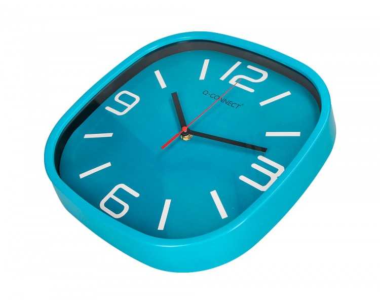 Reloj q-connect de pared de plastico redondo 30 cm movimiento silencioso color azul