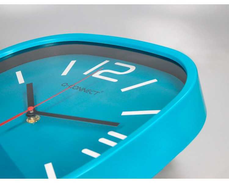 Reloj q-connect de pared de plastico redondo 30 cm movimiento silencioso color azul