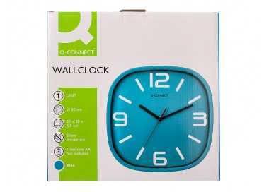 Reloj q-connect de pared de plastico redondo 30 cm movimiento silencioso color azul Reloj q-connect de pared de plastico redondo 30 cm movimiento silencioso color azul