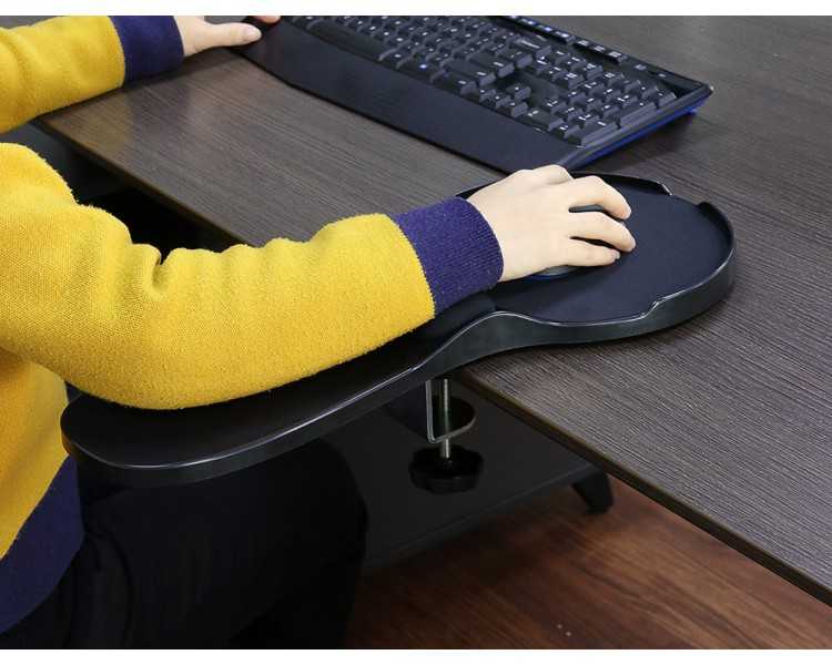 Reposabrazos ergonomico q-connect con alfombrilla de raton y apoyo de muñeca color negro 220x140x480 mm