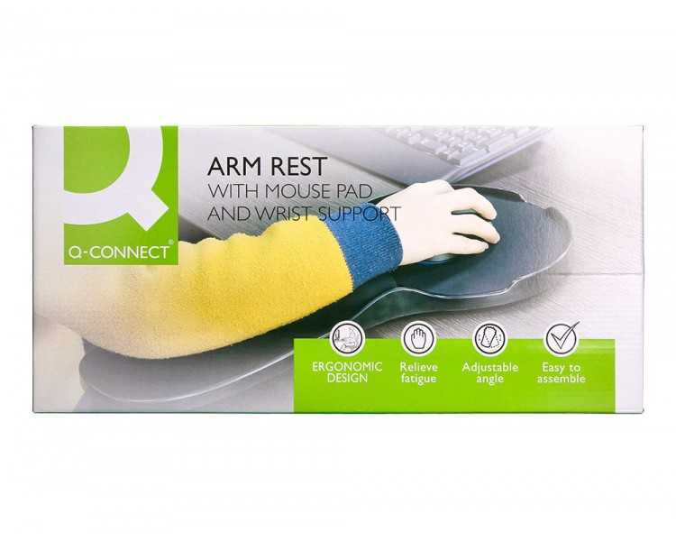 Reposabrazos ergonomico q-connect con alfombrilla de raton y apoyo de muñeca color negro 220x140x480 mm