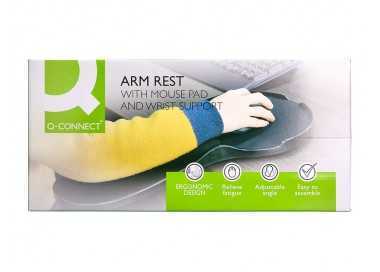 Reposabrazos ergonomico q-connect con alfombrilla de raton y apoyo de muñeca color negro 220x140x480 mm Reposabrazos ergonomico q-connect con alfombrilla de raton y apoyo de muñeca color negro 220x140x480 mm