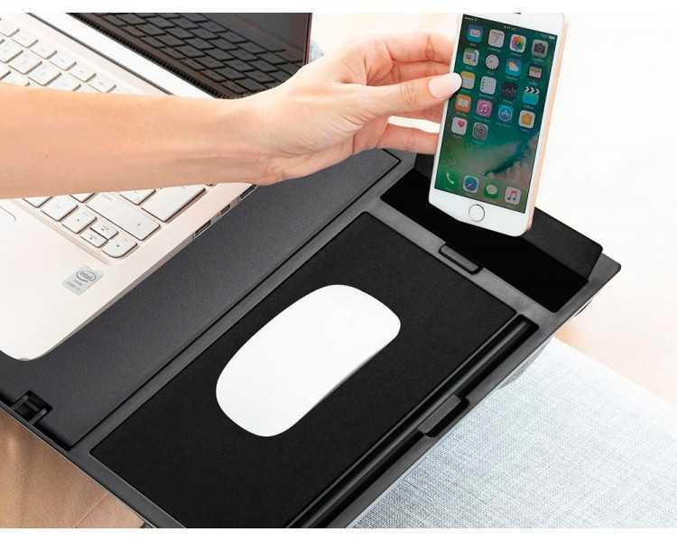 Soporte q-connect ancho para portatil movil raton hasta 17/' ajustable 7 angulos diferentes color negro