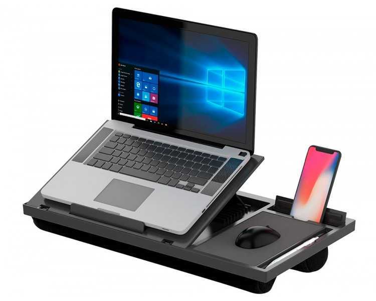 Soporte q-connect ancho para portatil movil raton hasta 17/' ajustable 7 angulos diferentes color negro