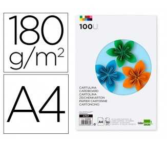 Cartulina liderpapel a4 180g/m2 25 colores surtidos paquete de 100 hojas