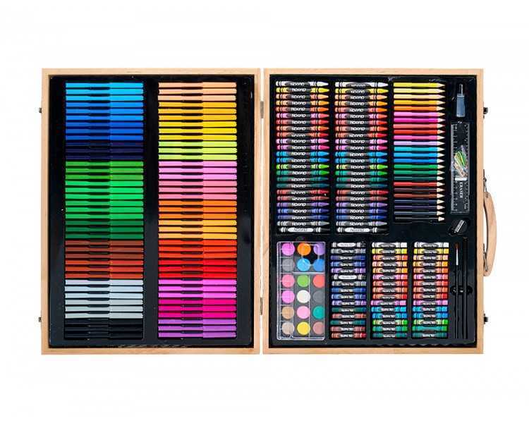 Estuche de pintura liderpapel madera 245 piezas maletin 49x36,6x4,5 cm