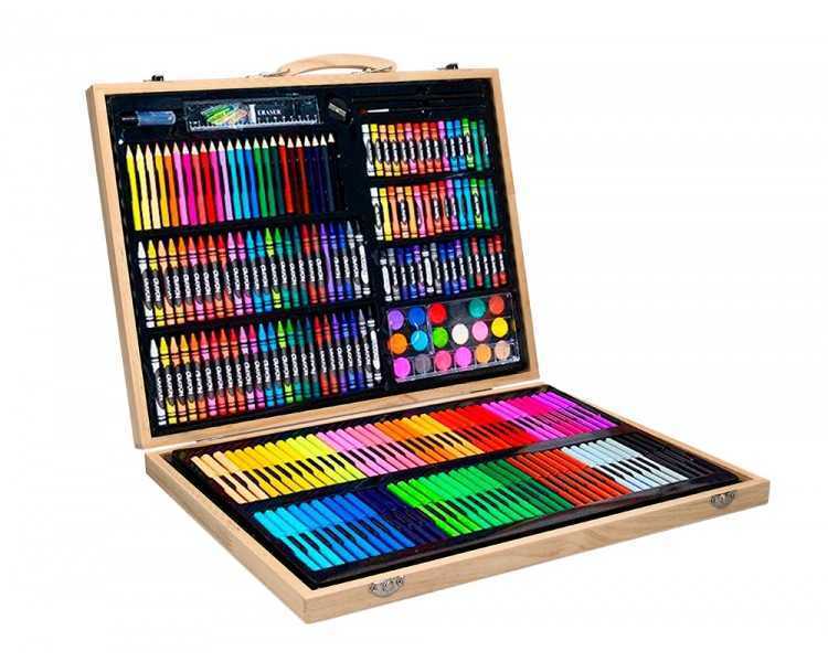 Estuche de pintura liderpapel madera 245 piezas maletin 49x36,6x4,5 cm