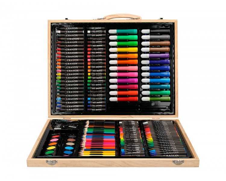 Estuche de pintura liderpapel madera 168 piezas maletin 39,3x30x4,8 cm