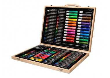Estuche de pintura liderpapel madera 168 piezas maletin 39,3x30x4,8 cm