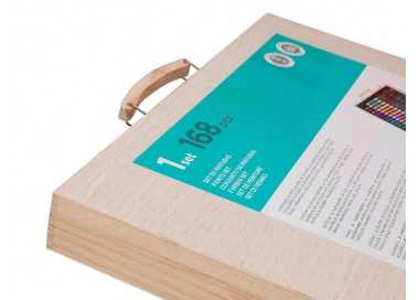 Estuche de pintura liderpapel madera 168 piezas maletin 39,3x30x4,8 cm